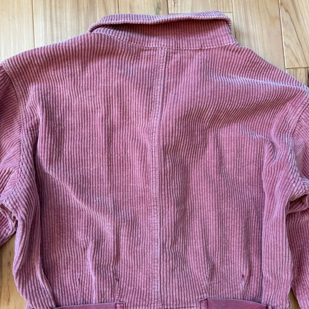 Free People Outpost Corduroy Muted Pink Button Front Long Sleeve Jumpsuit